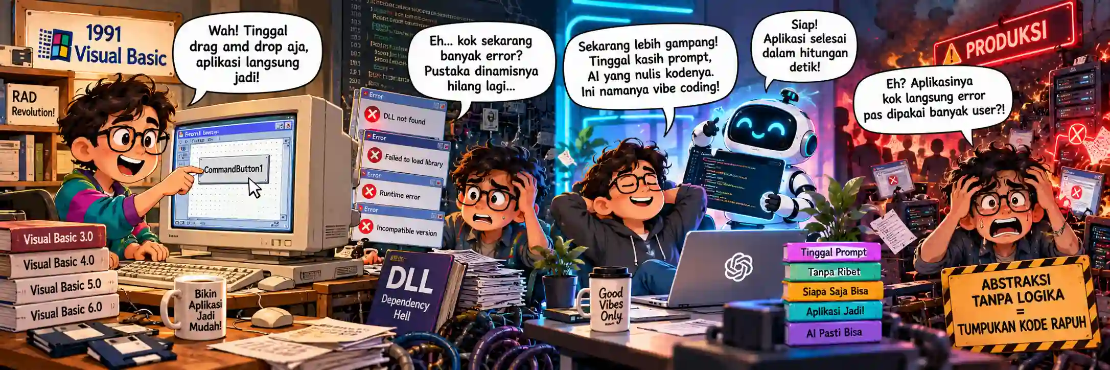 Ilusi Drag and Drop dari Era Visual Basic Menuju Jebakan Vibe Coding