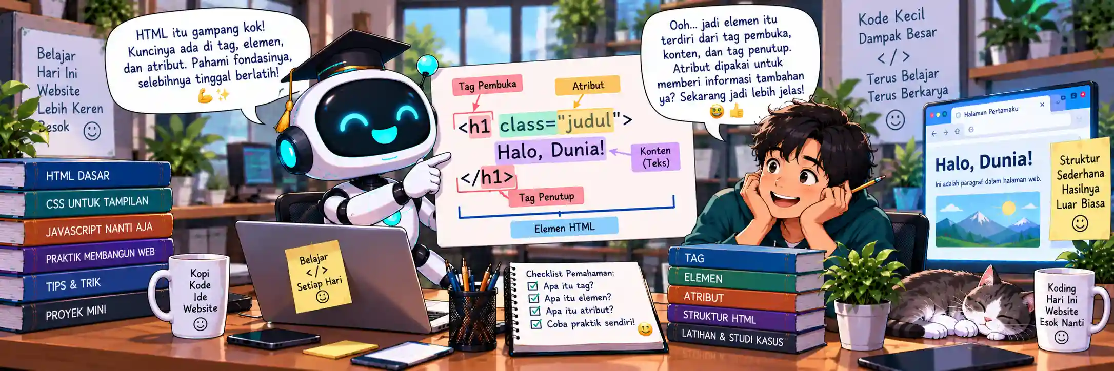 Pemrograman Web 1: Memahami Fondasi Tag, Elemen, dan Atribut HTML