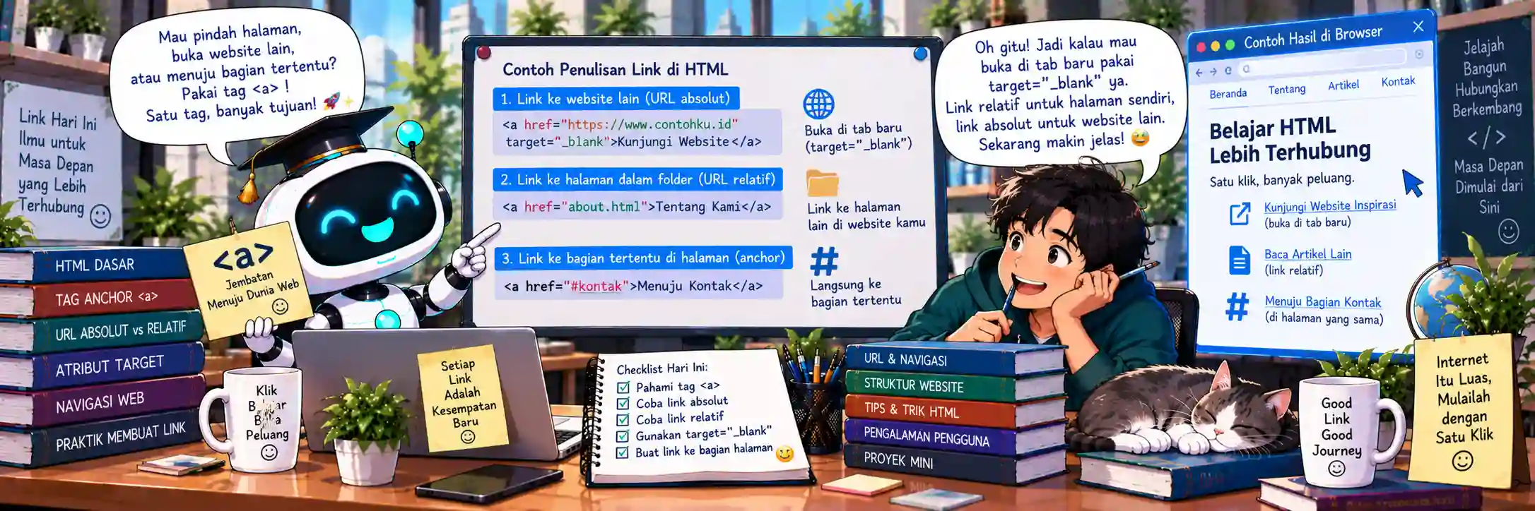 Pemrograman Web 1: Panduan Lengkap Membuat Link pada HTML